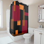 Rideaux De Douche Résumé géométrique Rouge Orange Brown Noir (En situation)