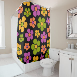 Rideaux De Douche Reto 1960s Style Moyenne Moyenne Motif Floral