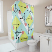 Rideaux De Douche Retro 1950 Art Diamonds Mint Vert Jaune (En situation)