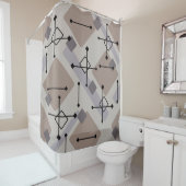 Rideaux De Douche Retro 1950 Diamants d'Art Taupe Beige (En situation)