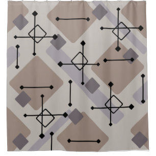 Rideaux De Douche Retro 1950 Diamants d'Art Taupe Beige