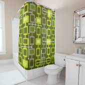 Rideaux De Douche Rétro 1950 Motif géométrique Chartreuse (En situation)