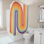 Rideaux De Douche Retro 1970s Style Arched Stripes Geometric Pattern (En situation)