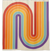 Rideaux De Douche Retro 1970s Style Arched Stripes Geometric Pattern (Devant)