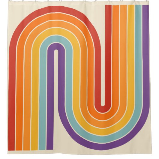 Rideaux De Douche Retro 1970s Style Arched Stripes Geometric Pattern (Devant)