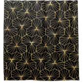 Rideaux De Douche Retro Art Deco Black Gold Geometric Pattern (Devant)