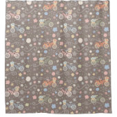 Rideaux De Douche Rétro Bicycle et Flowers (Devant)