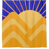 Rideaux De Douche Retro Boho Abstrait Paysage bleu jaune (Devant)