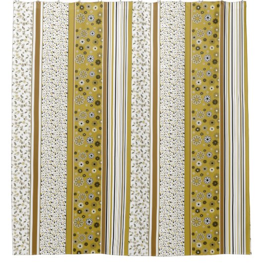 Rideaux De Douche Retro BOHO Stripes Gold (Devant)