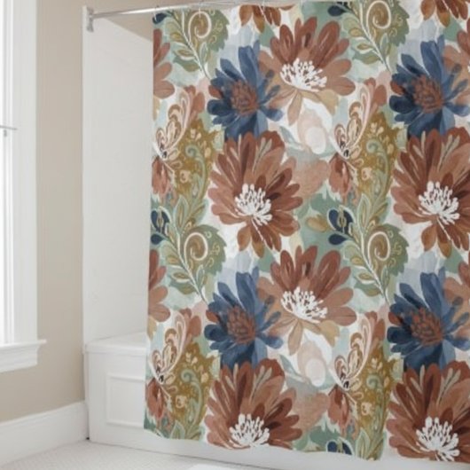 Rideaux De Douche Retro Botanical Floral Shower Curtain