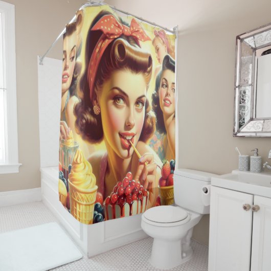 Rideaux De Douche Retro Candy Girls (En situation)