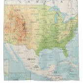 Rideaux De Douche Rétro carte couleur du monde (Devant)