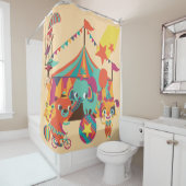 Rideaux De Douche Rétro cirque avec l'éléphant, ours, acrobates (En situation)