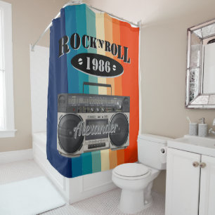 Rideaux De Douche Retro classique boite à boum rock n roll musique v