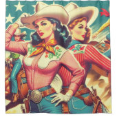 Rideaux De Douche Retro Cowgirls Pin-ups (Devant)