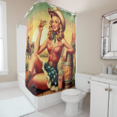 Rideaux De Douche Retro Cute Cowgirl (En situation)