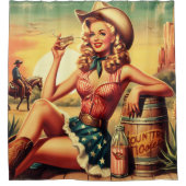 Rideaux De Douche Retro Cute Cowgirl (Devant)