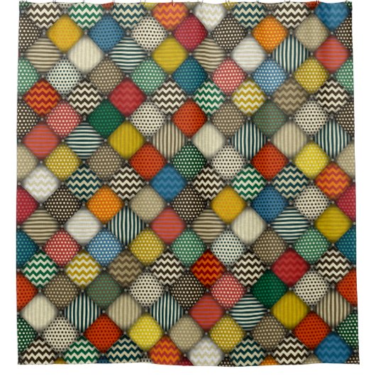 Rideaux De Douche rétro des patchs boutonnés (Devant)