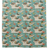 Rideaux De Douche Retro Flamingo Poolside Summer Pattern (11) (Devant)