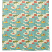 Rideaux De Douche Retro Flamingo Poolside Summer Pattern (4) (Devant)