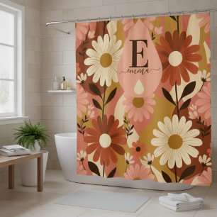 Rideaux De Douche Rétro Fleur de Daisy d'été des années 70 Nom perso