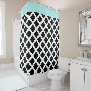 Rideaux De Douche Rétro frontière noire et blanche d'Aqua du damie