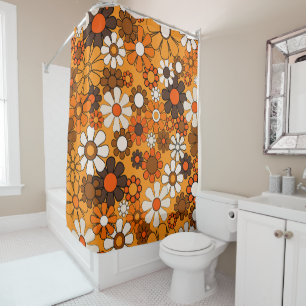 Rideaux De Douche Retro Garden Super Floral 60s les années 70 Motif