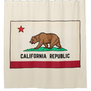 Rideaux De Douche Rétro Golden State Bear République de Californie