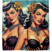Rideaux De Douche Retro Goth Girls Pin-up (Devant)