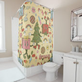 Rideaux De Douche retro groovy 1970s disco christmas tree (En situation)