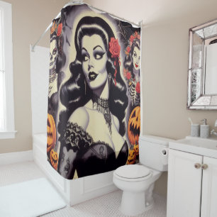 Rideaux De Douche Retro Halloween Goth Pin-up