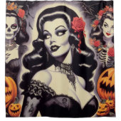 Rideaux De Douche Retro Halloween Goth Pin-up (Devant)