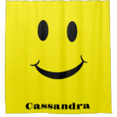 Rideaux De Douche Retro Jaune Joyeux Visage souriant (Devant)