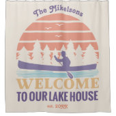 Rideaux De Douche Retro Lake House Nom de famille (Devant)