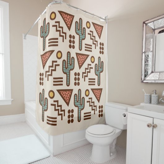 Rideaux De Douche Retro Memphis Desert Pop (En situation)