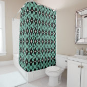 Rideaux De Douche Retro Mid Century Modern Diamond Starburst Pattern (En situation)