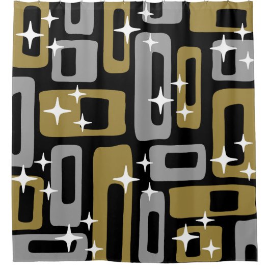 Rideaux De Douche Retro Mid-Century Moderne Abstrait (Devant)