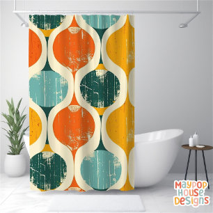 Rideaux De Douche Retro Mid-Century Moderne Abstrait