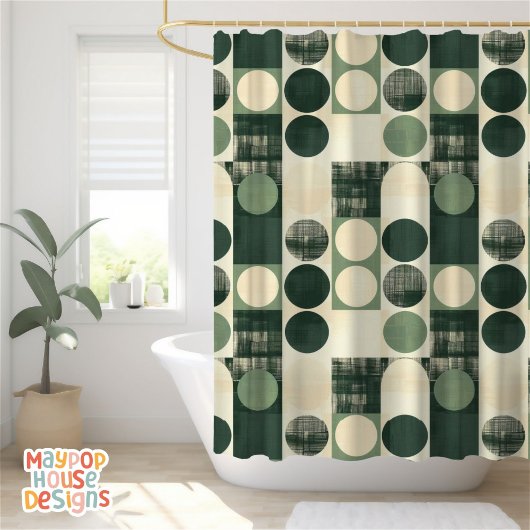 Rideaux De Douche Retro Mid-Century Moderne Abstrait