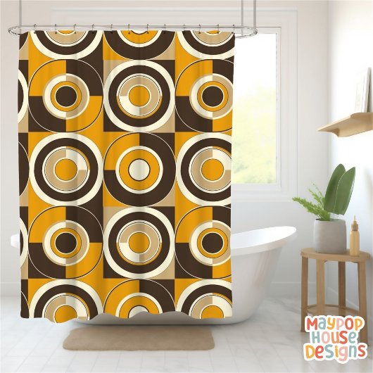 Rideaux De Douche Retro Mid-Century Moderne Abstrait