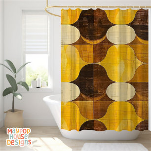 Rideaux De Douche Retro Mid-Century Moderne Abstrait