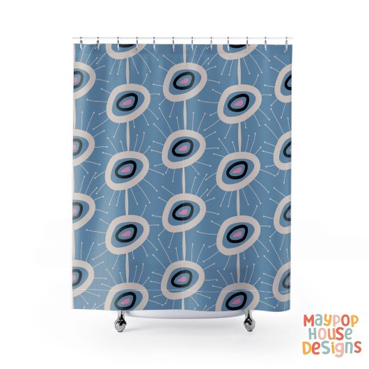 Rideaux De Douche Retro Mid-Century Moderne Abstrait