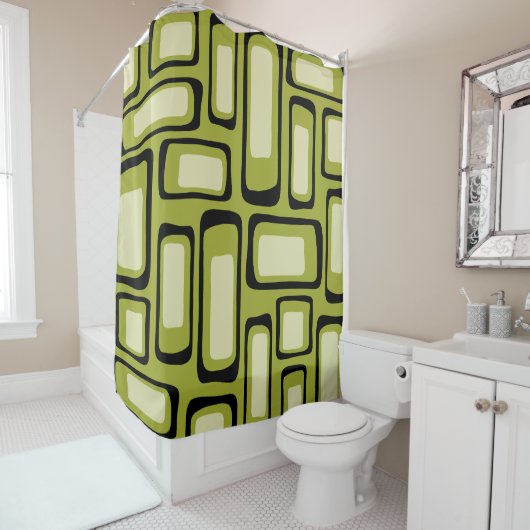Rideaux De Douche Retro Mid-Century Moderne Abstrait (En situation)