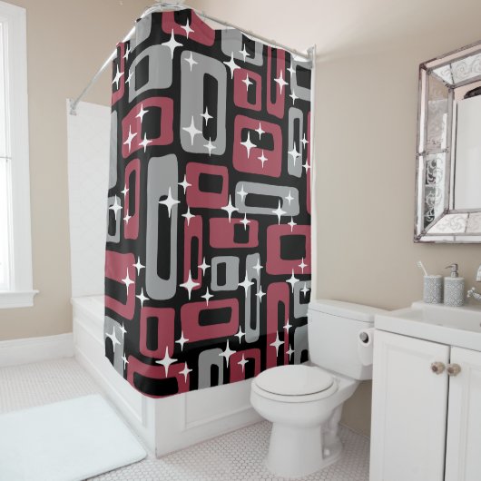 Rideaux De Douche Retro Mid-Century Moderne Abstrait (En situation)