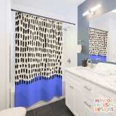 Rideaux De Douche Retro Mid-Century moderne Bleu Noir Abstrait