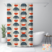 Rideaux De Douche Retro Mid-Century moderne Marine Rouge Abstrait