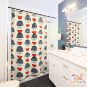 Rideaux De Douche Retro Mid-Century moderne Marine Rouge Abstrait