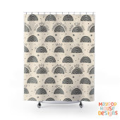 Rideaux De Douche Retro Mid-Century Moderne Orange Noir Abstrait