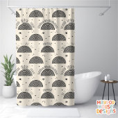 Rideaux De Douche Retro Mid-Century Moderne Orange Noir Abstrait