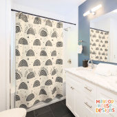 Rideaux De Douche Retro Mid-Century Moderne Orange Noir Abstrait